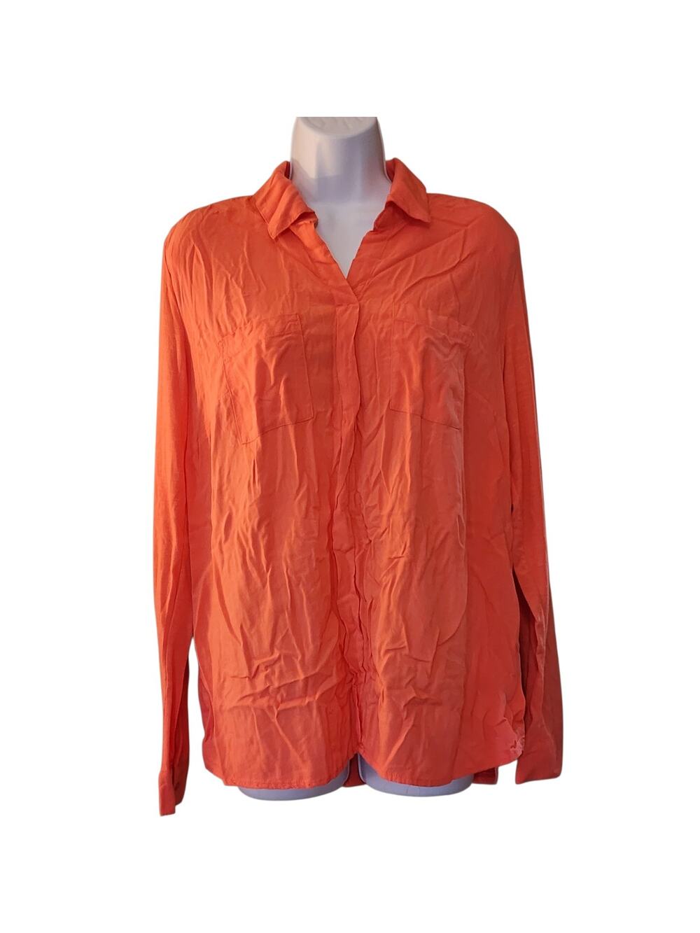 Pure Energy Womens Pullover Popover Tunic Top Size X (12-14) Coral Long Sleeve